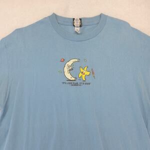 Gold Brick Its a Nice Place Up in Space Crew Neck Shirt Mens Size XL Blue